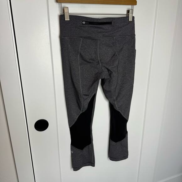 Lululemon Pace Rival Crop Leggings 22" Heathered Black Full On Luxtreme Size 6 - Picture 5 of 7